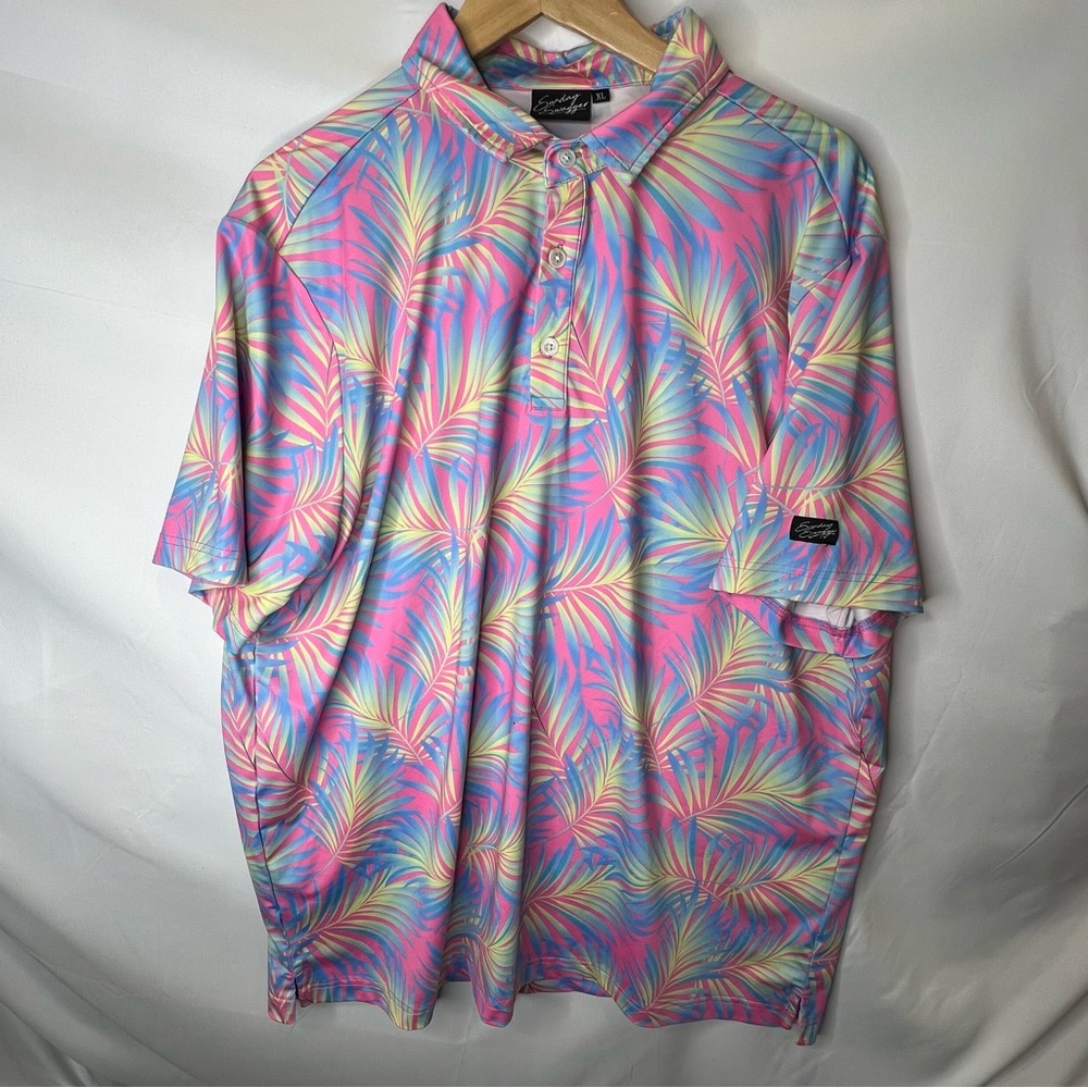 Sunday Swagger Kapalua Mens golf Polo Shirt Bright Fauna Maui Hawaii Resort XL